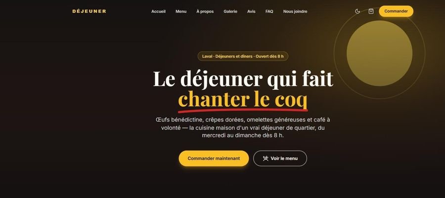 Site de restaurant de déjeuners (nom masqué)