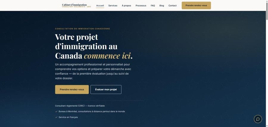 Site de cabinet de consultation en immigration (nom masqué)