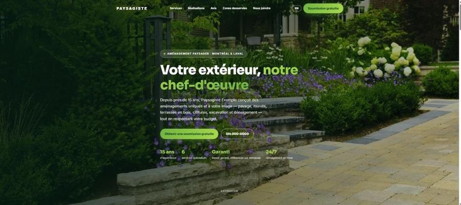 Site d'aménagement paysager (nom masqué)